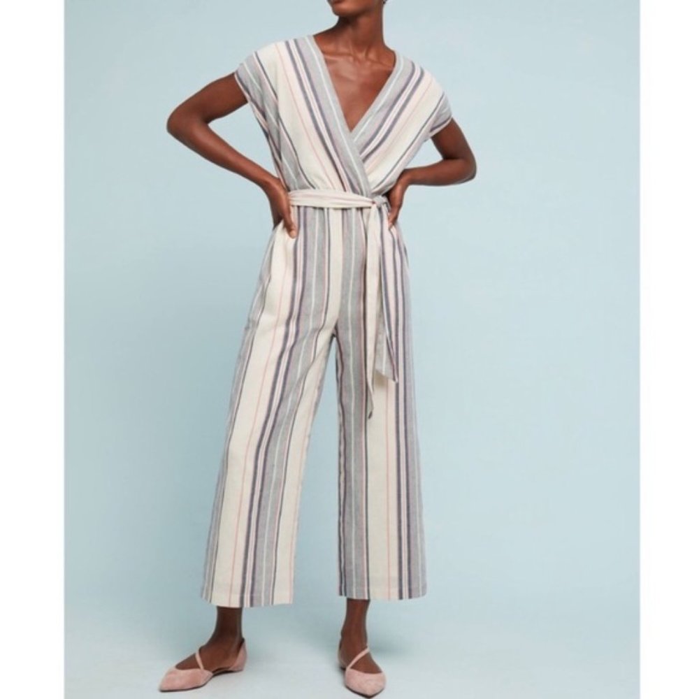 Anthropologie Dolan Millie Striped Belted Jumpsuit